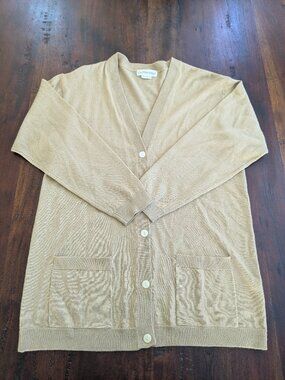 Vintage Outlander Tan Wool Blend Button-Front Pocket Cardigan Sweater - XL